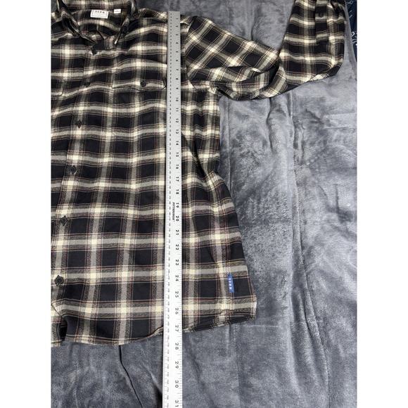 ROWM  Mens Black Plaid Flannel Button Up Size L Skater Grunge‎ - Picture 7 of 9